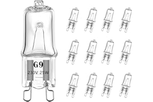 AHEVO G9 Light Bulbs 25Watt 230Volt Halogen Light Bulb G9 Base Bi-Pin 25W T4 for Bathroom,Under Cabinet, Puck Lighting, Dimmable Warm White 2700K (12Pack)