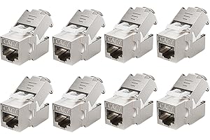 ZOERAX 8x CAT7 Keystone RJ45 Modul Buchse - Werkzeuglose LSA Schneidklemme für CAT7/CAT6a/CAT6 Verlegekabel, 10 Gbit/s 1000 MHz, Vollgeschirmt STP (AWG 22-24) - Für Patchpanel & Netzwerkdose