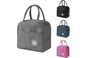 Ruucy Sac Isotherme Repas, Petit Sac Lunch Box Étanches, Sac Glaciere Isotherme Repas Imperméable en Feuille d'Aluminium, 5L Sac Lunch Isotherme pour Femmes, Hommes, Enfants, École e Bureau (Gris)