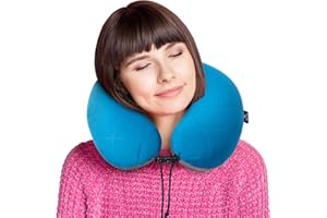 HIKENTURE Poduszka na kark nadmuchiwana – [ze zdejmowaną i nadającą się do prania poszewką] – poduszka podróżna na kark, do samochodu, pociągu, poduszka podpierająca kark, nadmuchiwana poduszka pod