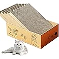 Cat Scratching Board with Box, 5 Layers Design Cat Scratching Pad, Reversible Cat Scratcher Cardboard Lounge Bed, Corrugated Cardboard Scratcher for Indoor Kitty