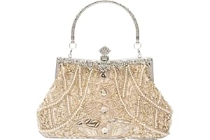 CORIOS Torba wieczorowa z koralikami w stylu lat 20. XX wieku dla kobiet perłowa kopertówka cekinowa torebka ślubna torebka ślubna