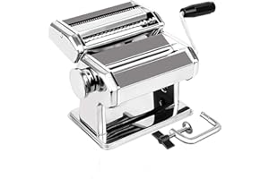 Delgeo Pasta Maker Machine 3 in 1 Stainless Steel Pasta Machine (9 Thickness Settings),for Fettuccine/Spaghetti/Lasagne/Dough,Silver 150