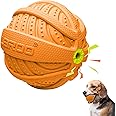LaRoo Squeaky Dog Ball Toy, Durable Natural Rubber Squeaker Ball Chew Toy for Floating Throwing Training Teeth Cleaning Pet Small Medium Large Dogs (9CM Orange)