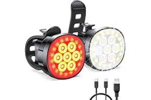 Mohard Lumiere Velo, 8+12 Modes Sets d'Eclairage Velo Phare Avant et Arriere Ultra Brillant pour Cyclisme, Rechargeable USB Lampe Velo LED Puissante Étanche IP65, Feux de Navigation Facile à Installer