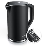 Grundig WK 7340 Waterkoker, 2.150 W vermogen, inhoud 1,5 l, snoeropwikkeling, automatische uitschakeling, verborgen verwarmingselement van roestvrij staal, Cool Touch met dubbele wand, Dark Inox