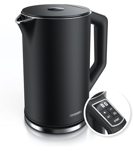 DmofwHi Waterkoker van roestvrij staal, 1,7 liter, retro waterkoker met temperatuurweergave en thermometer, stil en draadloos, 360 graden basis, ideaal voor het gezin voor koffie en thee