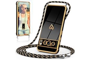 Togestar Handykette Hülle für Google Pixel 8 Pro Handyhülle mit Band und Schutzfolie, Kameraschutz Herz Love Design 360 Grad Stoßfeste Schutzhülle Silikon TPU mit Kordel zum Umhängen, Schwarz