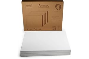 Artgeo FSC Stretched Art Canvas 40 x 50cm, Pack of 4, 100% Plastic Free Packaging