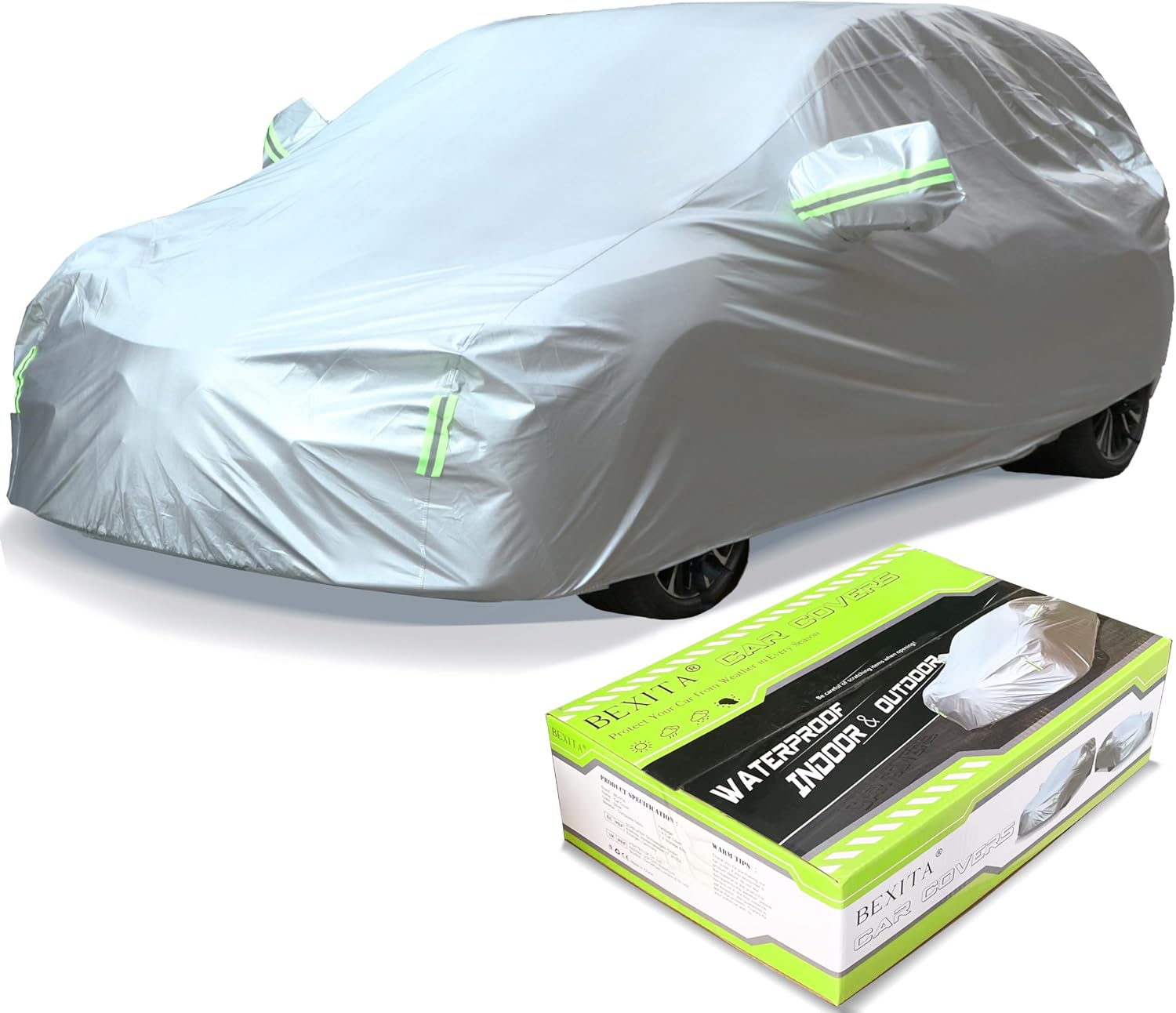 BEXITA Funda para Coche Impermeable Exterior Interior Universal Funda de Coche A Prueba de Polvo A Prueba de Nieve Protección UV para Hatchback Longitud (hasta 400 cm)