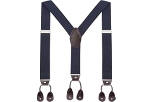 WELROG Tirantes elásticos para hombre Tirantes ajustables - Parte posterior en Y con extremo de botón de cuero y correa