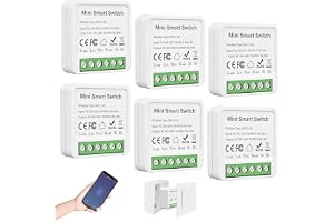 6 stycken smart strömbrytare modul, 2-vägs, WLAN Smart Life-brytare, mini gör-det-själv WLAN-omkopplare kompatibel med Tuya A