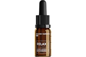 ORGANIC ELEMENTS Vet – Relax-Tropfen für Hunde & Katzen – Hanföl mit Lachsöl, L-Tryptophan & L-Theanin – zur Beruhigung bei Stress, Reise & Gewitter – 10 ml mit Pipette