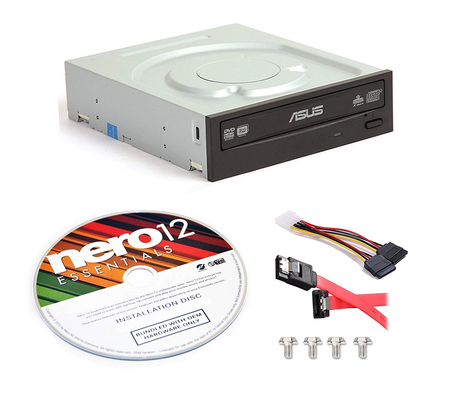 LG WH16NS40 16X Blu-ray BD BDXL MD M-DISC Burner CD DVD Internal Drive with Nero12 Essentials and Accessories 24X DVD Burner Kit (Asus) AD