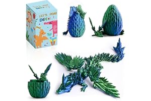 EKKONG 3D Gedrucktes Drachenei, Geheimnisvolles Drachenei Spielzeug, Kristall Drache Im Ei Drachen Figuren, Realistische Geheimnisvolle Drachen Spielzeug,Ewegliche Gelenke Drache Mit Ei (blau)