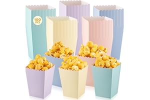 Geiserailie 100 Pezzi Secchielli Colorati per Popcorn Cinema Gadget di Alta Qualità per Feste Natale Capodanno Compleanni Addio al Nubilato Nozze Serate Cinema Halloween Carnevale Picnic(Pastello)