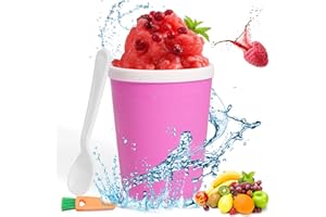 Slush Becher, SOARFLY Slush eis Becher, Ice Cup Maker, Portable Freeze Mug, Quick Frozen Smoothies Cup, Hausgemachte eisformen, Milchshake, Mit Bürste (Rosa)