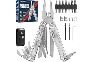 BIBURY Multitools, Multi Tool Foldable Pliers with Upgraded Scissors and Screwdriver Set, Stainless Steel Multitools with Nylon Pouch, Ideal for Camping, Outdoor, Repairing - Gift for Dad Men - Pro