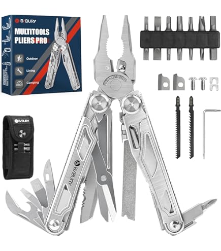 ROCKTOL Multitool-tang, 29-in-1 multitool met verwisselbare draadsnijder en zaag, multitoolset van robuust roestvrij staal en nylon tas voor camping ROCKTOL Multitool-tang, 29-in-1 multitool met verwisselbare draadsnijder en zaag, multitoolset van robuust roestvrij staal en nylon tas voor camping