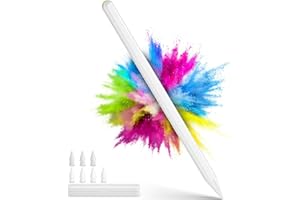 DEMLAIES Pencil for iPad 2018-2025, Magnetic Wireless Fast Charging, 3-Mode Sensitivity, 8 Tips, Tilt Control, Palm Rejection, Stylus Pen for Apple iPad 10/9/8/7/6th Gen, Pro 11"/12.9"/13", Air 3-6, Mini 5-7