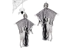 Ayizhiniu 2pcs Scheletro Appeso Halloween Fantasmi Decorazioni, Grim Reapers Puntelli Scheletro Fantasma, Realistico Scheletro Spaventoso, Adatto Decorazione della Casa Stregata Halloween