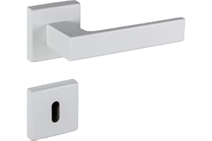 Gedotec Poignee de Porte | PUSH 1317 | 1 Kit Poignée - Garniture à béquilles carrée avec vis | Aluminium Ferrure de porte Blanche Mat | Garniture à rosace pour portes intérieures | BB - Bouton coloré