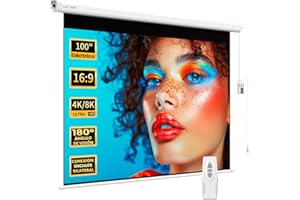 LUX-SCREEN Pantalla de Proyector Eléctrica 100 Pulgadas 16:9 Luxscreen, Área Visible Blanca 221 x 124cm, Requiere un Espacio de instalación de 250cm, Instalación a Pared ó Techo, con Mando