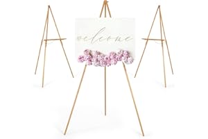 VISWIN 3 Stück 160cm Dreibein Staffelei Holz Groß, Faltbare Staffelei Groß für Hochzeit, Schilder, Poster, A-Rahmen Leinwand Ständer mit Tablett für Malen, Leinwand – Natur