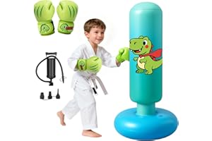 Oziral aufblasbarer Boxsack für Kinder 120 cm (48 Zoll) Stabiler Boxsack mit Dinosaurier-Figur und Boxhandschuhen Jungen/Mädchen von 3-8 Jahren