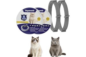OVYNTREMIS Set di 2 collari per gatti, impermeabili e regolabili, lunghezza 39 cm, con oli essenziali naturali, offrono comfort e protezione, adatti per gatti a partire da 7 settimane