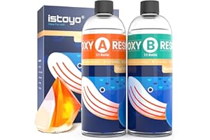 ISTOYO Resina Epossidica, 32oz/944ml Resina Epossidica Trasparente Atossica, Trasparente Atossica, Rapporto 1:1 Colla Resina Epoxy con Indurente per Creazione Gioielli Fai da Te, Legno, Pittura