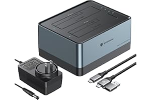 Yottamaster Dual-Bay Docking Station - USB Type C Hard Drive Dock for 2.5" and 3.5" SATA HDD/SSD, Offline Clone Function, Supports 2 x 18TB Drives, Up to 10Gbps , Tool Free Installation [KD200-C]