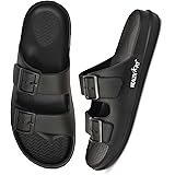 HEALTH FIT Extra Soft Premium Classic Cushion Sliders/Slippers with Adjustable Buckle Strap & Light Weight Anti-SkidWaterproof Flip Flops for Men's HF150: 