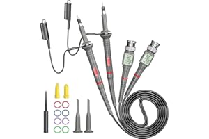 Cleqee Universal P6100 Oscilloscope Clip Probes 2PCS 100MHz with Accessories Kit 1X 10X