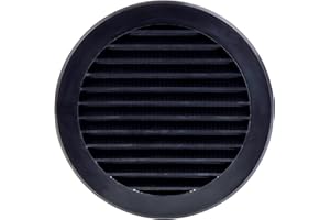 Steinberg14 Czarna kratka wentylacyjna, 125 mm, kratka wylotowa, okrągła, kołnierz, tworzywo sztuczne
