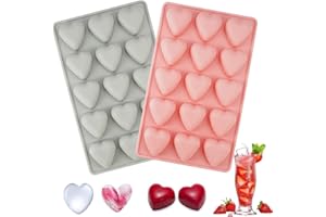 WHIZNOOK 2 Pièces Moules en Silicone Coeur, Moule Silicone Coeur Patisserie, Moule en Forme de Cœur pour 15 Cavités pour Pudding, Gelée, Gâteau, Chocolat, Glaçons, Savon