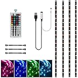 HOUHUI Striscia LED USB, 4 pezzi, 0,5 m/2 m, retroilluminazione per TV con telecomando, RGB 5050 LED per PC, monitor, home th