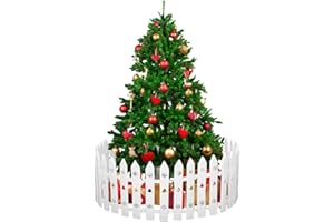 EUIEUT 15 Pieces Christmas Tree Fence Plastic White Picket Fence Panels 12 Inches Christmas Tree Guard Mini Fence Decoration for Xmas Home Wedding Fairy Garden Party, 10x30cm