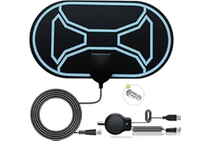 AQSQWQ Antenna TV, Antenna TV Interna HDTV Digitale con Amplificatore Segnale per 4K 1080p VHF UHF DVB-T/DVB-T 2 Canali Gratuiti, Cavo Coassiale 5M, HC10