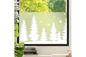 ‎DKTIE DKTIE Window Film Opaque Privacy Film Window Frosted Glass Film Forest Pattern Static Adhesive Anti-UV No Glue Reusable Suitable for Living Room Bedroom (04, 44.5 x 200 cm)