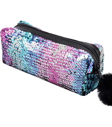 Biiange Glitzer-Federmäppchen Mit Reißverschluss – Rosa & Blau, 20,5 Cm – Stylische Stifttasche Für Schule, Büro & Reise