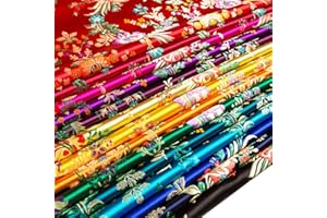 YM YOUMU Satin Faux Soie Tissu Chinois Bégonia Fleur Damassé Brocart DIY (Rouge Violet, Vendu au Mètre)