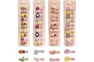 MHwan Accessori Capelli Bambina, 40 Pezzi Fiori, Frutta, Fiocchi e Arcobaleni, Nessun Danno, Mollette, Bella Vivida Fermagli