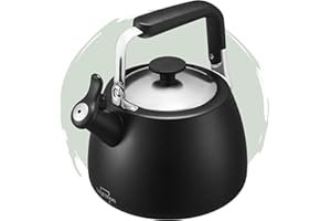 SILBERTHAL Hervidor de agua silbante 2,8l - Acero inoxidable - Tetera con silbato inducción y gas - Negra