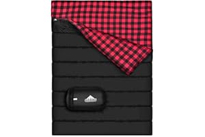 AGEMORE Sacco a letto doppio in cotone flanella per campeggio, zaino o escursionismo. Sacco a letto impermeabile Queen Size 2 persone per adulti