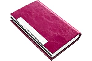 padike Business Card Holder, Business Card Holders, Business Card Case, Business Card Holders Wallet Credit Card ID Case/Holder for Men & Women (V-Rose red)