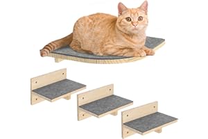 Pawtasy Pareti da arrampicata per gatti, set da 4 pareti per gatti, in legno naturale, per gatti