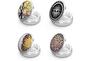 HUDIEPAN 4 Pezzi Scatola per Pillole Rotonda in Metallo, Mini Scatola Rotonda in Metallo, 3 Scomparti con Specchio, Porta Pastiglie Giornaliero, Per Vitamine e Medicinali Tablet Per Uso Quotidiano