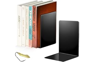 Qualsen Book Ends, 2 Pieces(1 Pairs) Book End, Metal Bookend, Black Book Ends for Shelves, Quirky Book Stopper, Office Accessories for Home Classroom Office