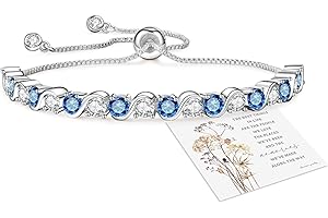 GEMAURA Silver Tennis Bracelet for Women,Adjustable Sterling Sliver Bracelet Infinity Ladies Bracelets with Cubic Zirconia Jewellery Birthday Gifts for Women